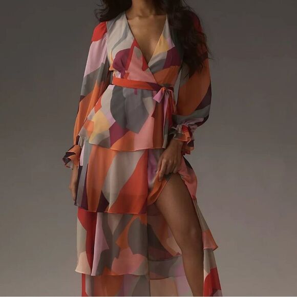 NWT Anthropologie Hutch Long-Sleeve V-Neck Wrap Maxi Dress - Picture 1 of 12